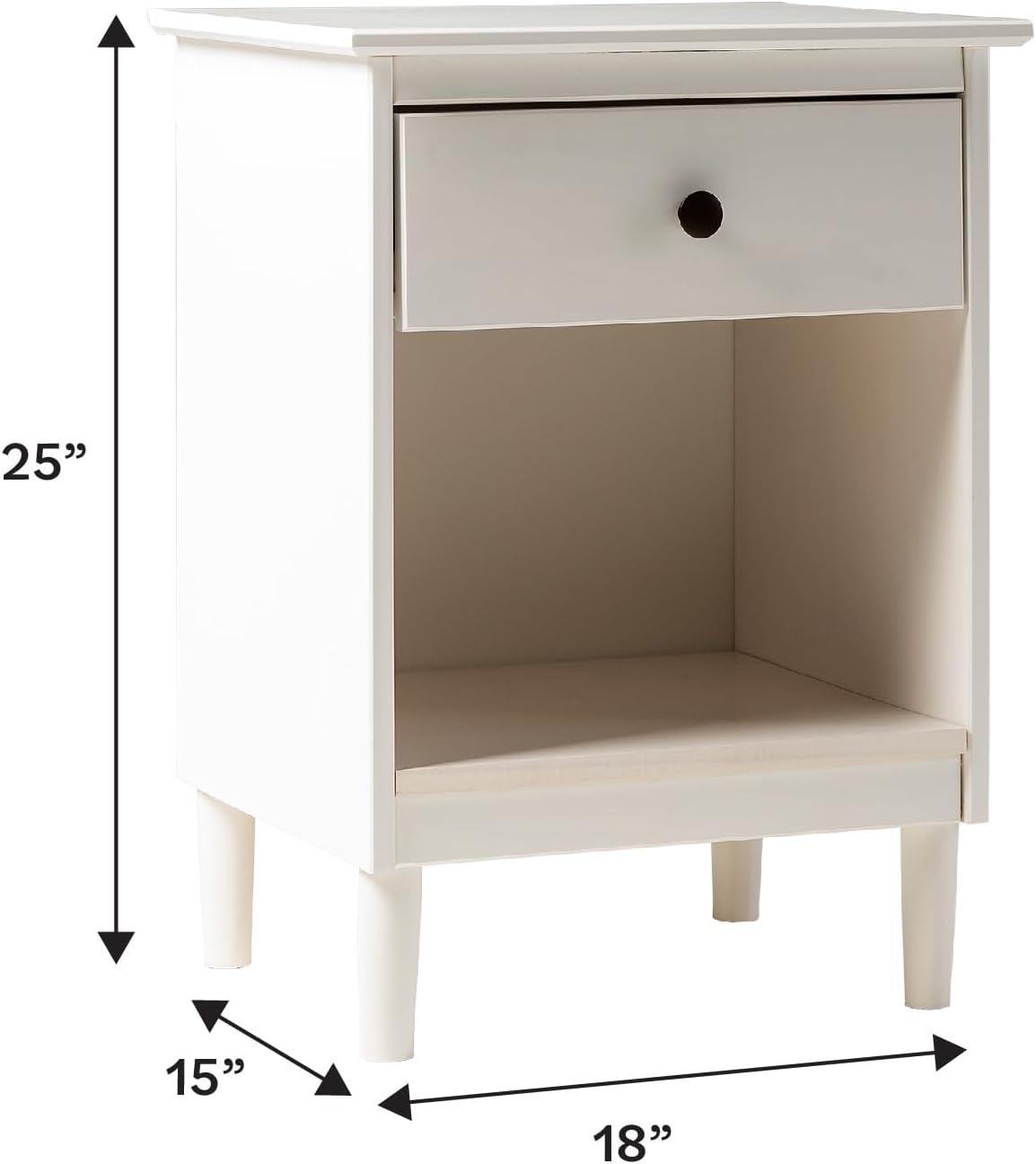 1 Drawer Solid Wood Nightstand in White