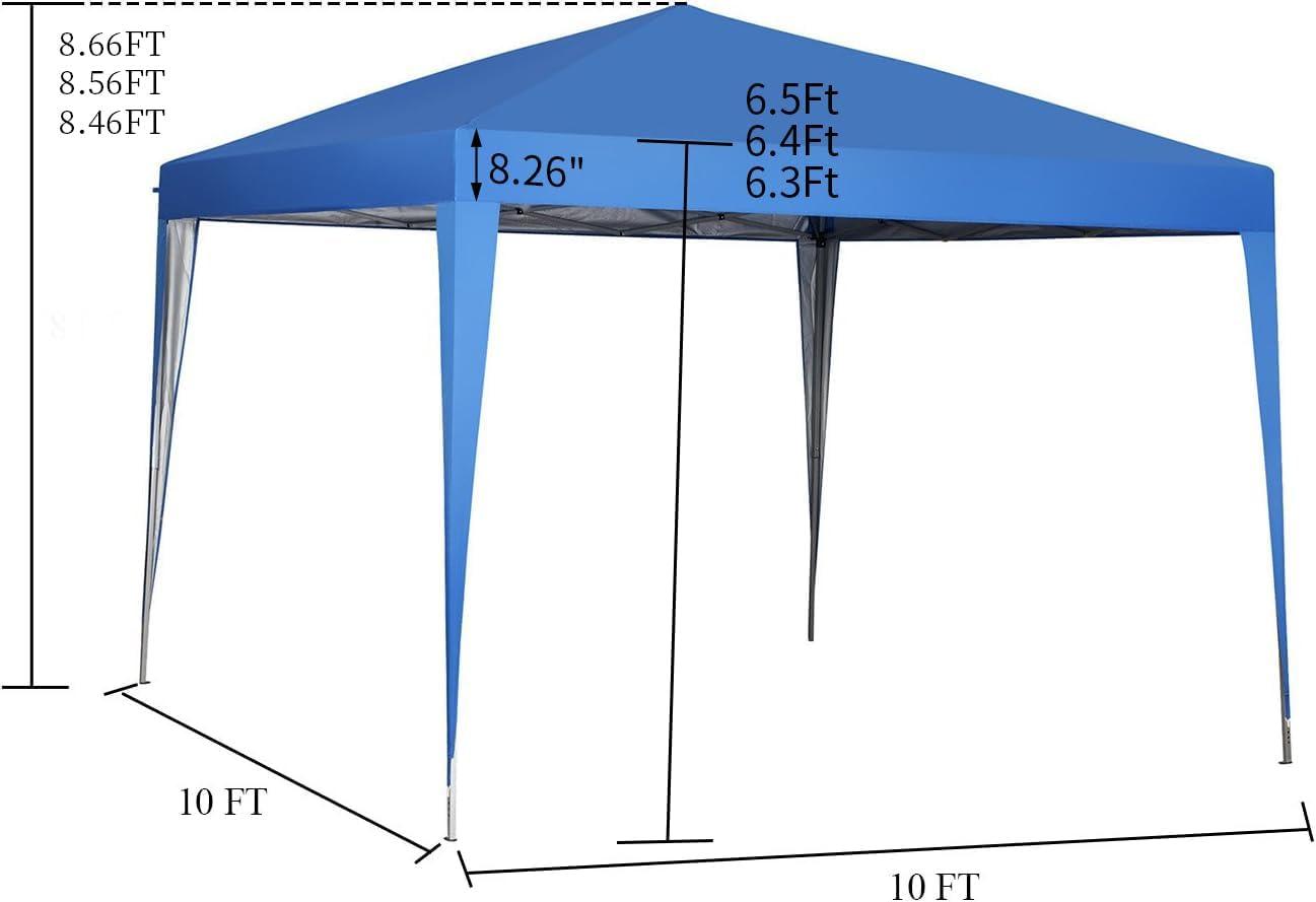 10 x 10 ft Blue Steel Pop-Up Canopy Tent