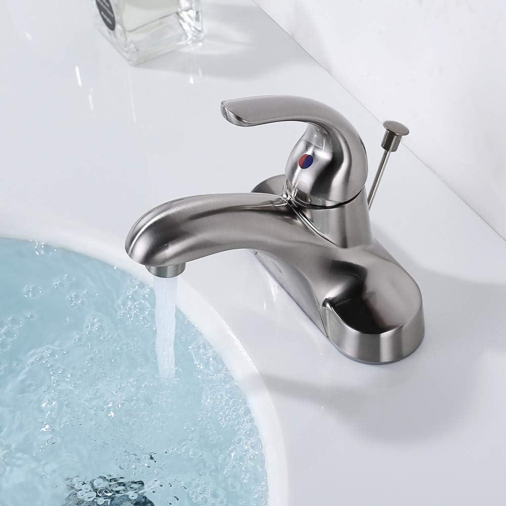 Brushed Nickel Single Handle Low Arc Bathroom Faucet