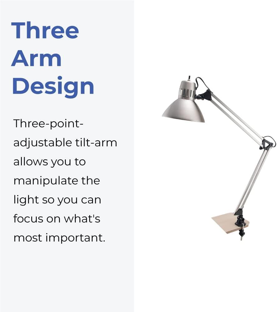 V-Light 34-In. LED Swing-Arm Brushed Nickel Clamp-on Desk Lamp in Silver