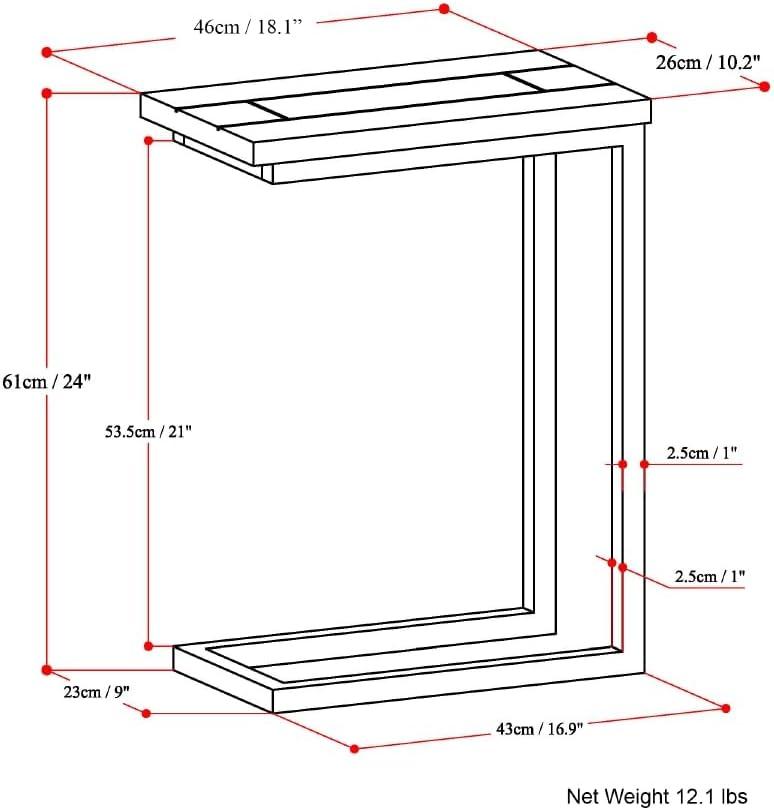 Simpli Home Skyler Solid Mango Wood C Side Table