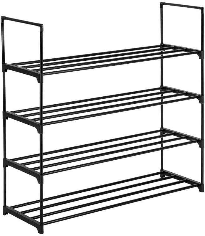 Ktaxon 4 Tiers Metal Sturdy Shoe Rack Shelf Shoe Tower Stand 20- Pairs Shoe Storage Cabinet Organizer for Closet Entryway Bedroom Living Room Home, Black Finish