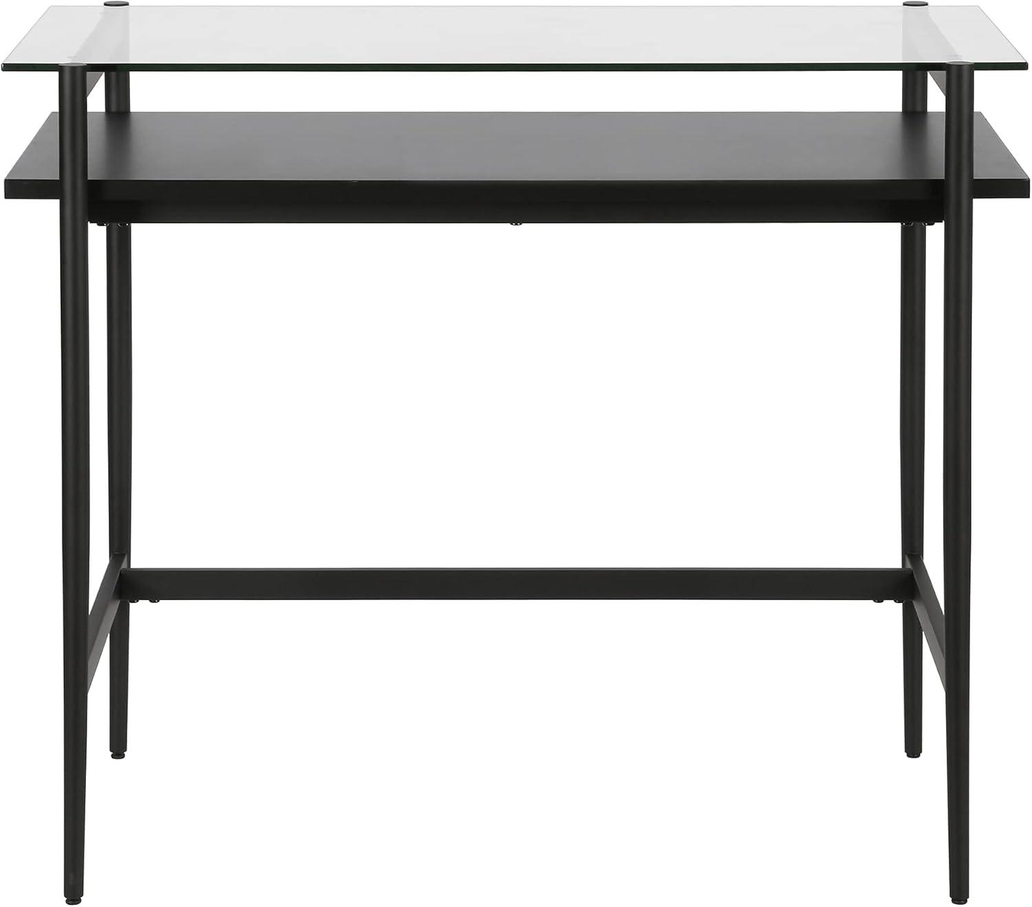 36" Black Bronze Desk with Black Woodgrain Shelf - Henn&Hart