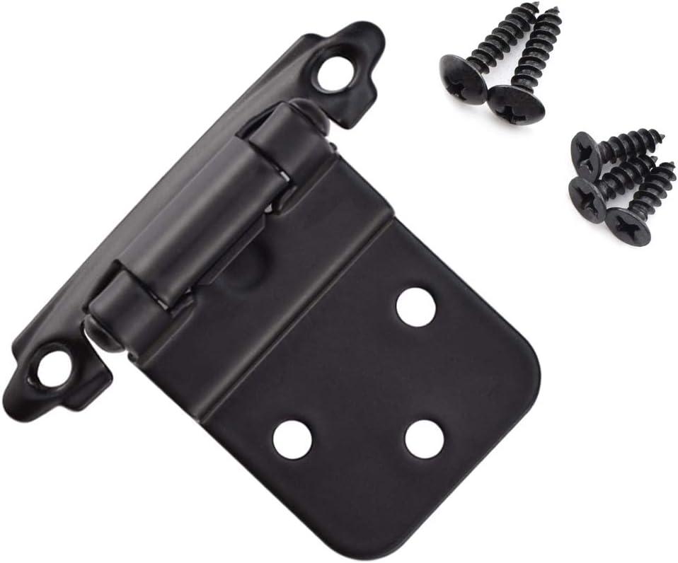 Matte Black Self-Closing Inset Cabinet Hinges with Screws