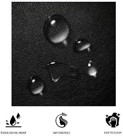 Allewie King Size Bed Frame with Iron Piece Decor, Faux Leather Upholstered Platform Bed with Curved Adjustable Headboard, Wooden Slats Support, No Box Spring Needed, Modern Black