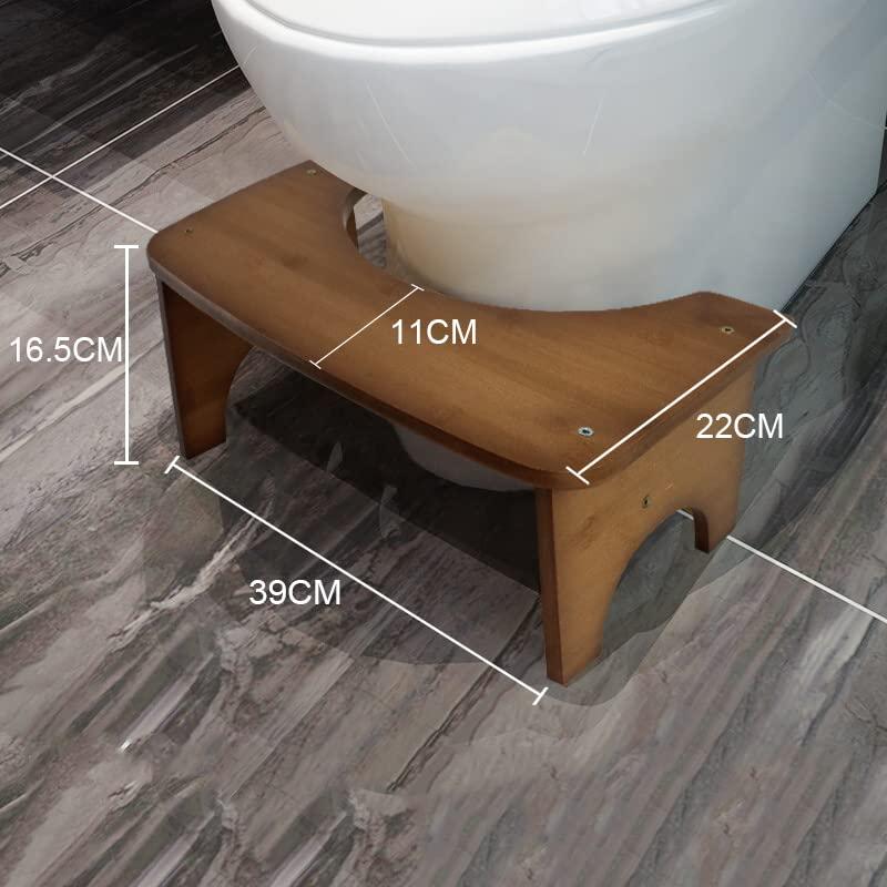 Bamboo Toilet Stool for Adults, 6.5" Toilet Stool Squat Adult Kids, Portable Simple Curve Squat Toilet Potty Stool, Non-Slip Poop Stool for Bathroom, Improve Squatting Posture and Comfort (Wood)