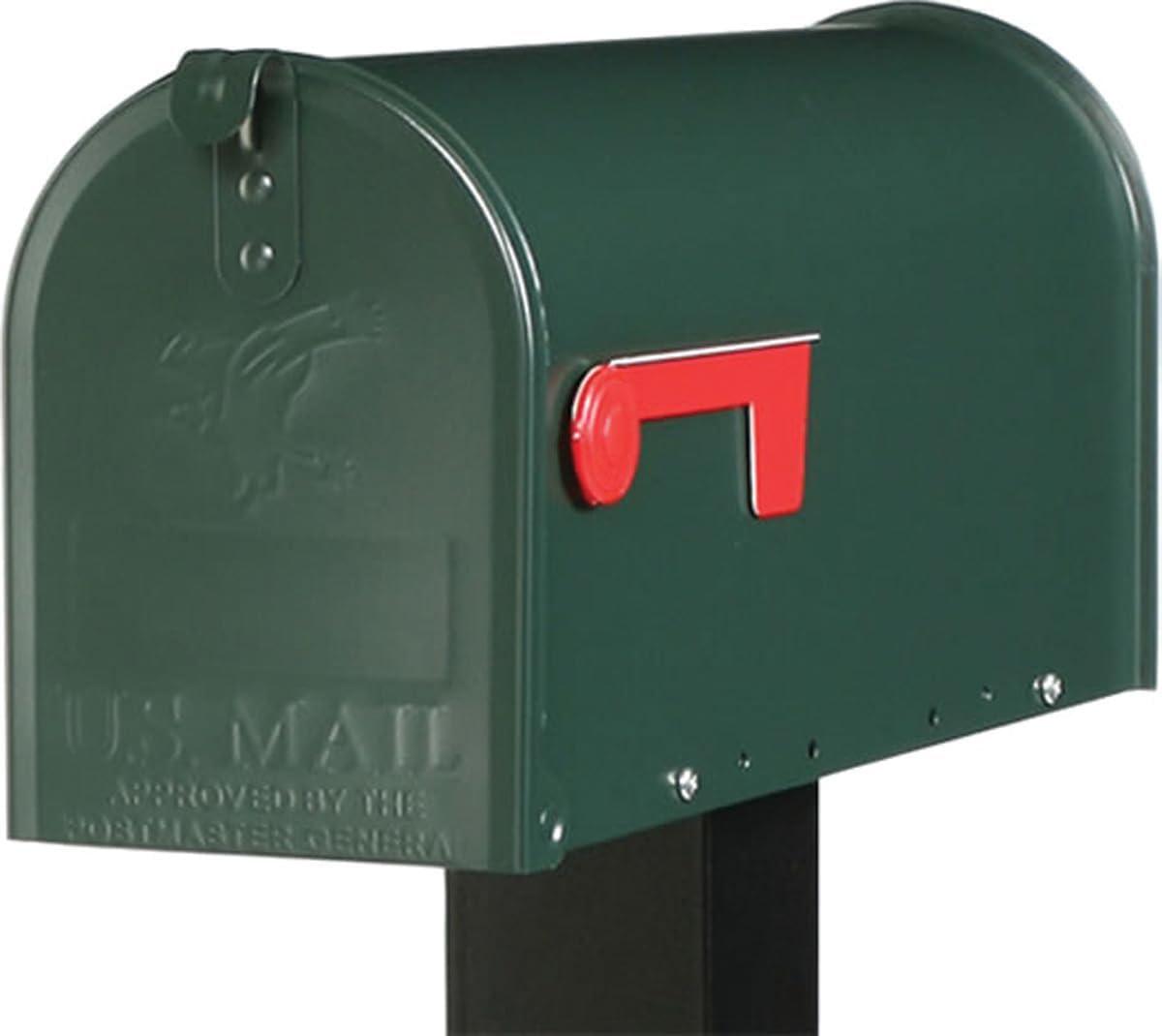 Medium Green Galvanized Steel Lockable Post Mount Mailbox