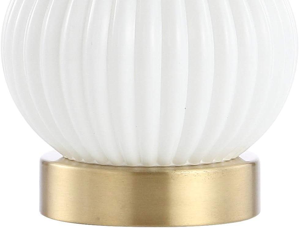 Daphne 20" White and Brass Ribbed Metal Table Lamp