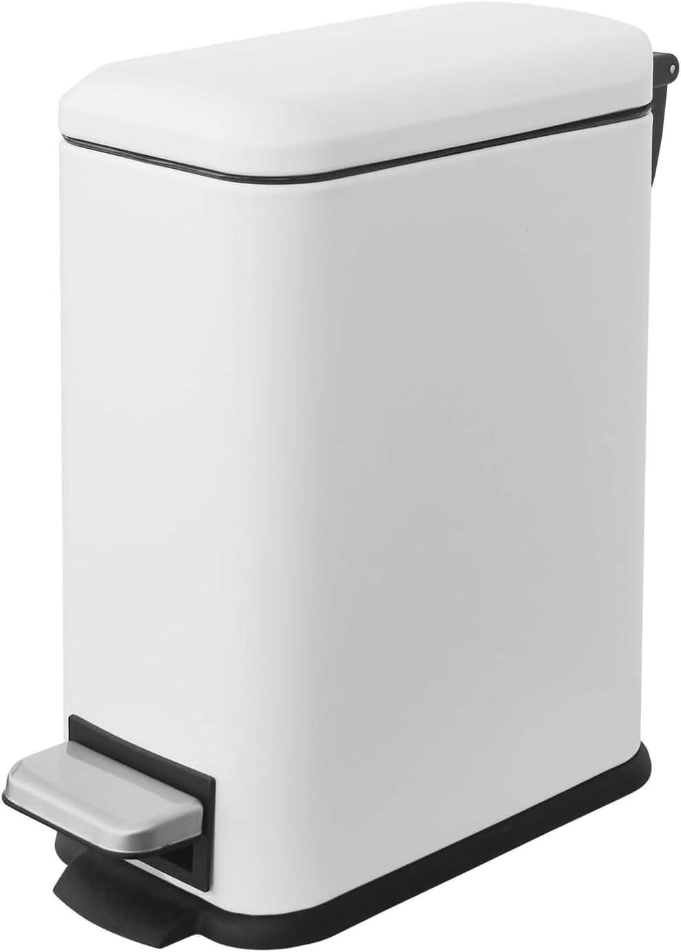 FDW Bathroom Trash Can With A Lid 1.3 Gallon  (5 L) Small Trash Bin Step Pedal Garbage Can With Removable Bucket Slim For Small Spaces For Bathroom,Bedroom,Kitchen,Office