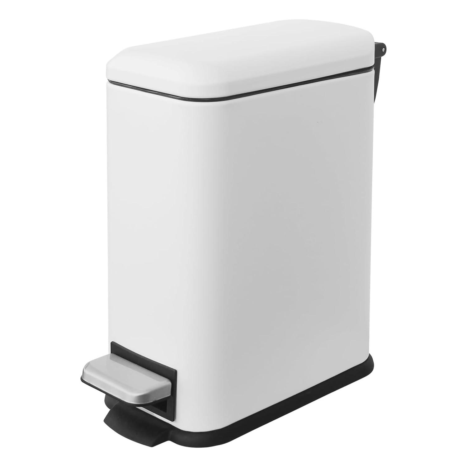 FDW Bathroom Trash Can With A Lid 1.3 Gallon  (5 L) Small Trash Bin Step Pedal Garbage Can With Removable Bucket Slim For Small Spaces For Bathroom,Bedroom,Kitchen,Office