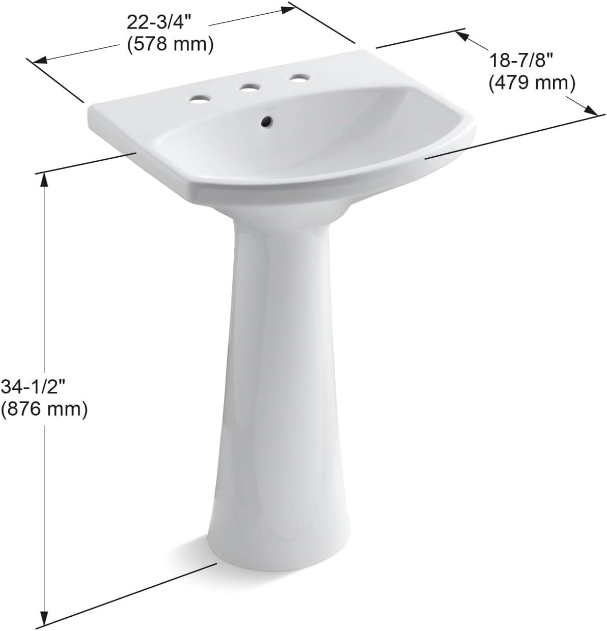 Cimarron® 26.81" Vitreous China U-Shape Pedestal Bathroom Sink with Overflow