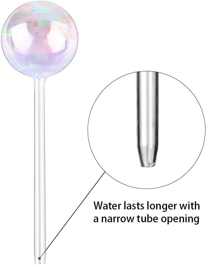 [2 PCS] Light Iridescent Clear Glass Self-Watering Bulbs System, Rainbow Gradient Color Automatic Plant Watering Globes