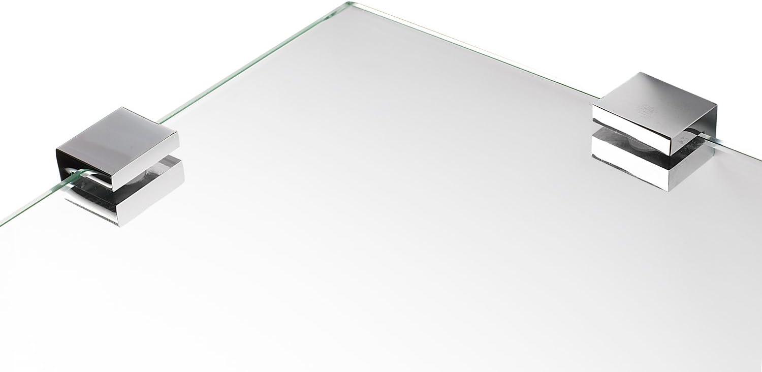 Mount-It! Corner Glass Shelf with Chrome Rail | 22 LB Capacity