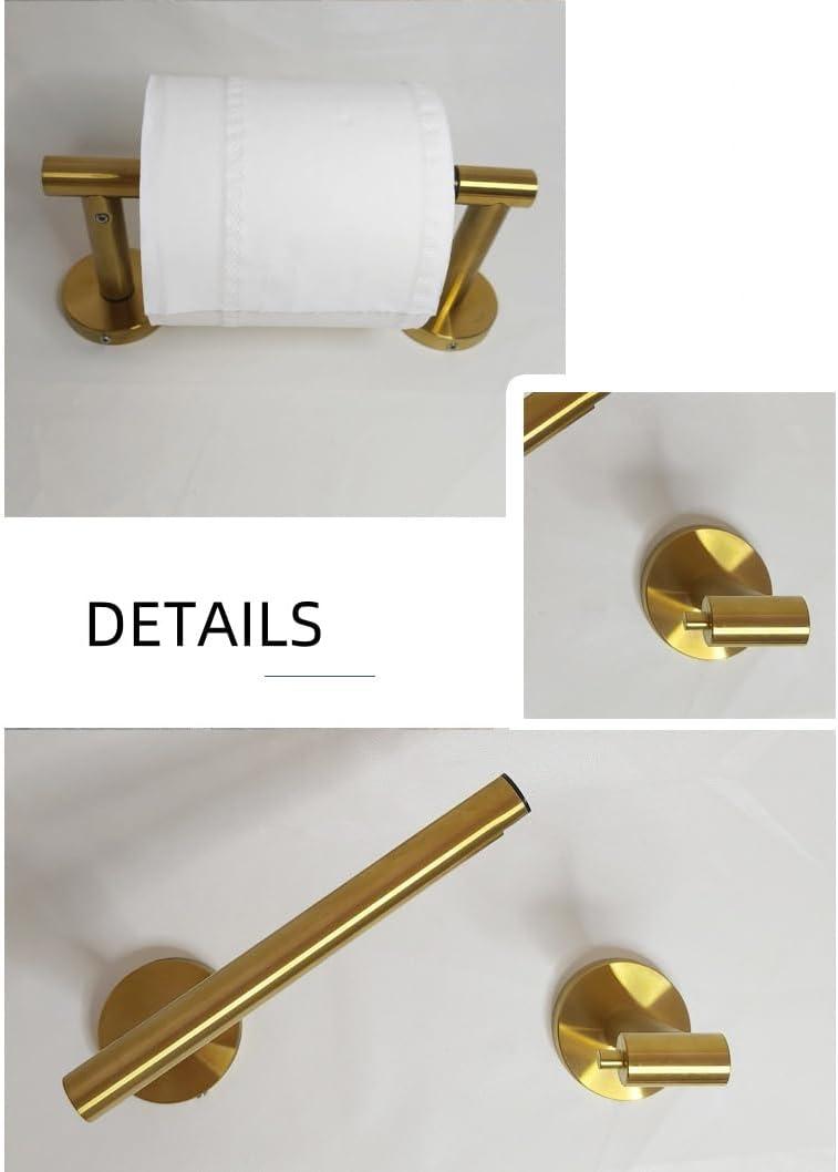 Fixsen Gold Toilet Paper Holder Bathroom Double Post Pivoting Tissue Roll Holder Stainless Steel and Zinc Alloy Wall Mount Detachable (Gold, 1)