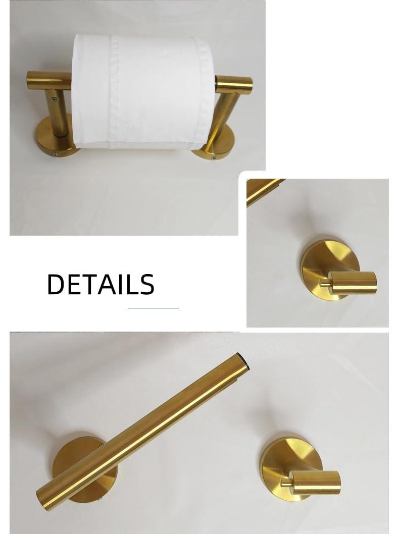 Fixsen Gold Toilet Paper Holder Bathroom Double Post Pivoting Tissue Roll Holder Stainless Steel and Zinc Alloy Wall Mount Detachable (Gold, 1)