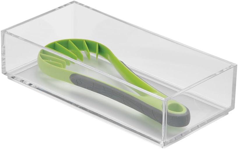 iDesign Clarity Plastic Drawer Organizer, Storage Container for Kitchen Gadgets, Corks, Sticky-Notes, Clips in Pantry, Cabinets, Countertops, 4" x 4" x 2" - Clear,X-Small
