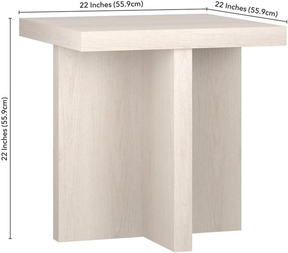 Evelyn&Zoe Elna 22" Wide Square Side Table, Alder White