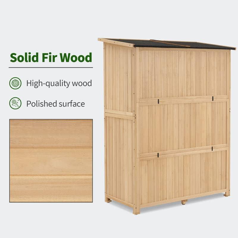 4 ft. W x 2 ft. D Outdoor Wooden Storage Shed with 2 Shelves and Lock