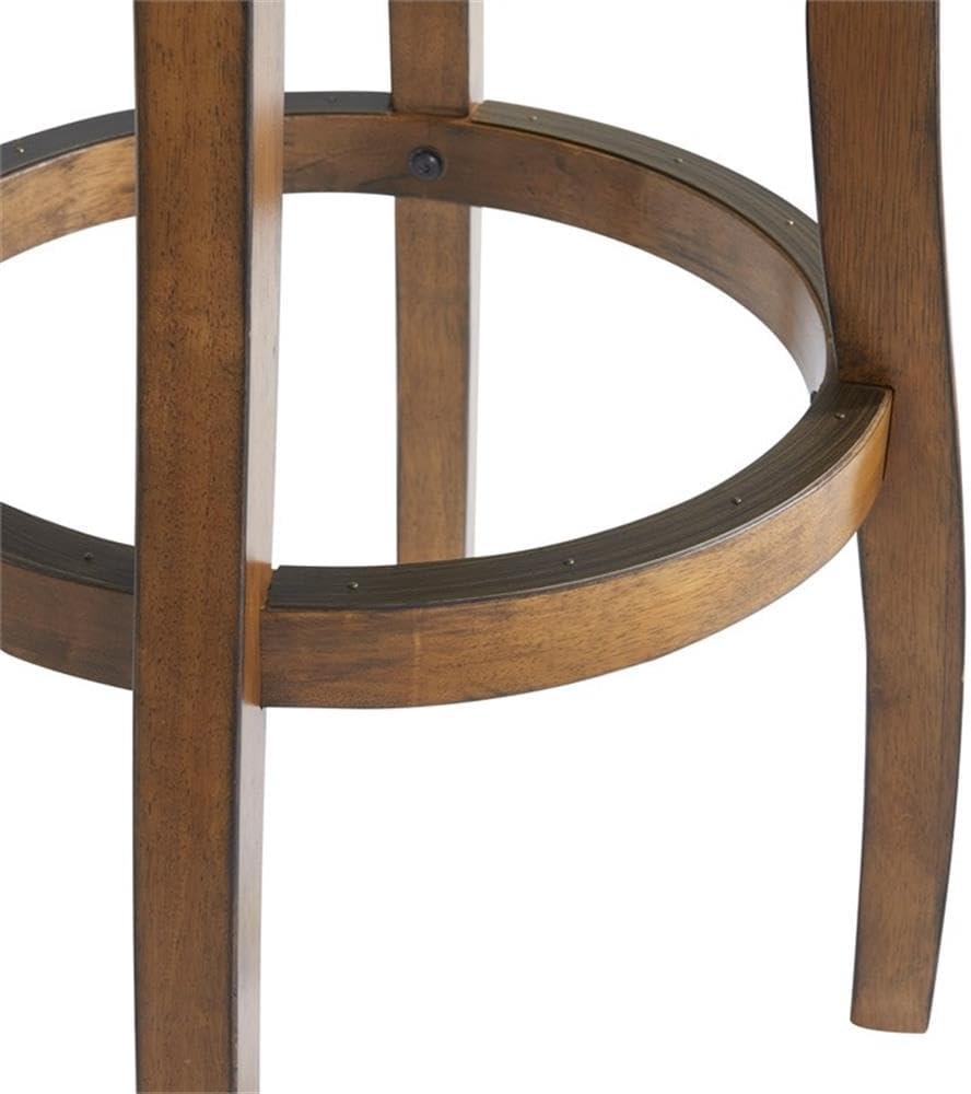 Alaterre Ellie Upholstered Swivel Bar Stool Chairs with Padded Seat and Back, Rubberwood Frame with Metal Kick Plate