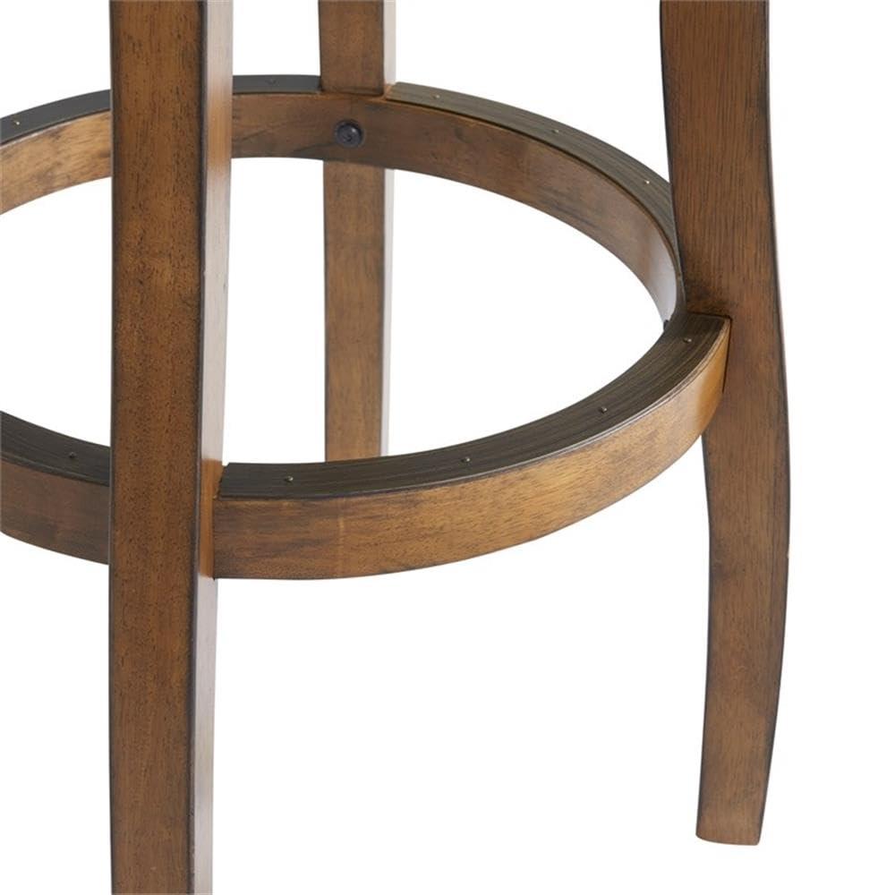 Alaterre Ellie Upholstered Swivel Bar Stool Chairs with Padded Seat and Back, Rubberwood Frame with Metal Kick Plate
