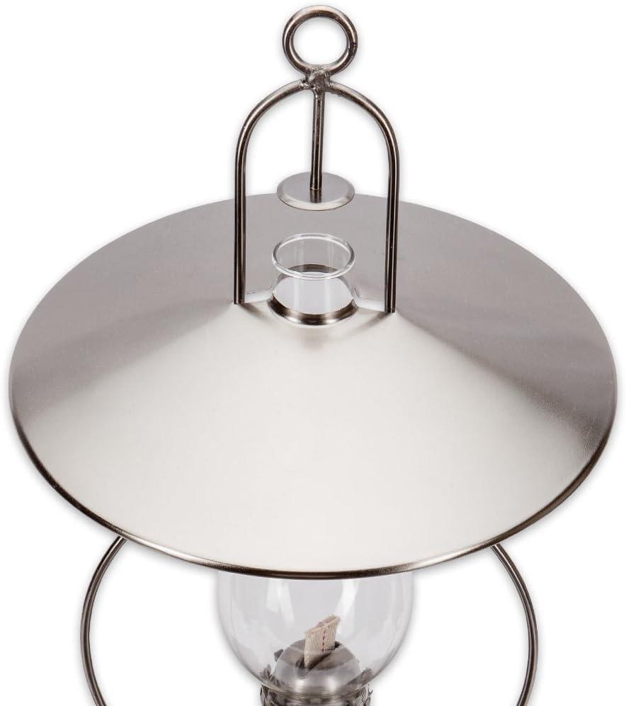 Lehman's Hanging Clear Oil Lamp with Top Reflector Steel Metallic Gray 3/4" Wick