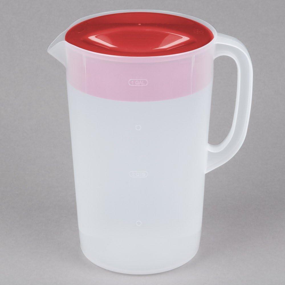 Rubbermaid Classic 1 Gallon Pitcher, 3-Position Lid, Easy Pour Red Lid