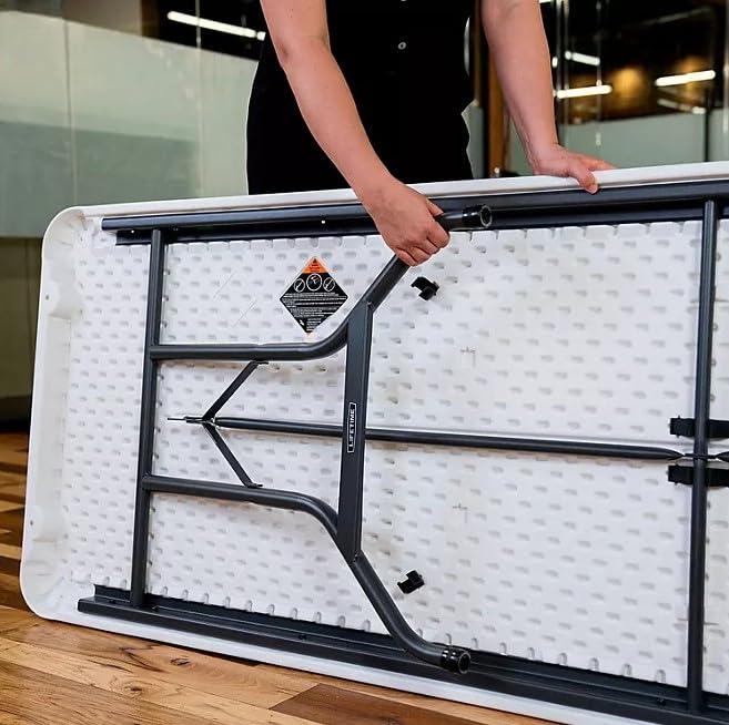 Lifetime 8 Foot Rectangle Folding Table, Indoor/Outdoor Commercial Grade, White Granite (22980)