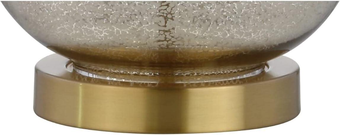 JONATHAN Y Lavelle 25" Glass LED Table Lamp, Mercury Silver/Brass Gold (Set of 2)
