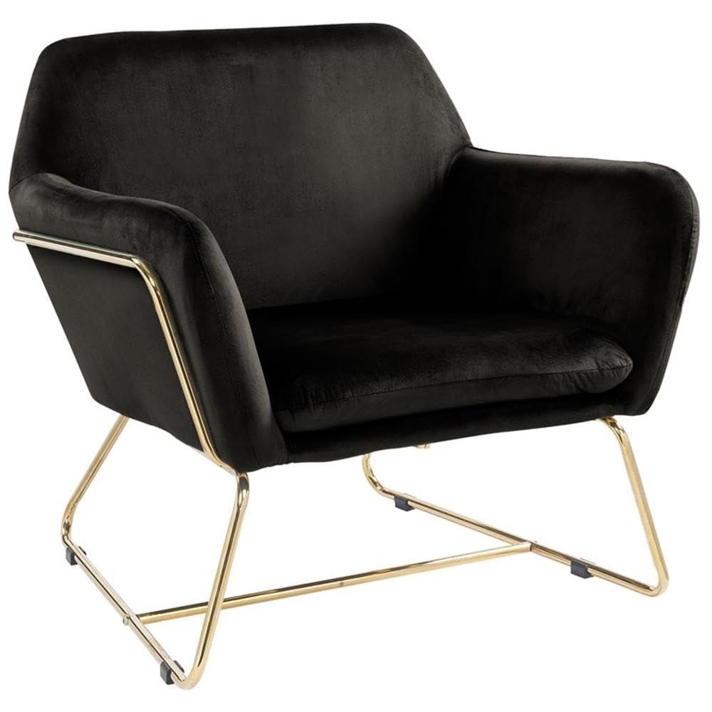 Keira Purple Velvet Accent Chair with Metal Base