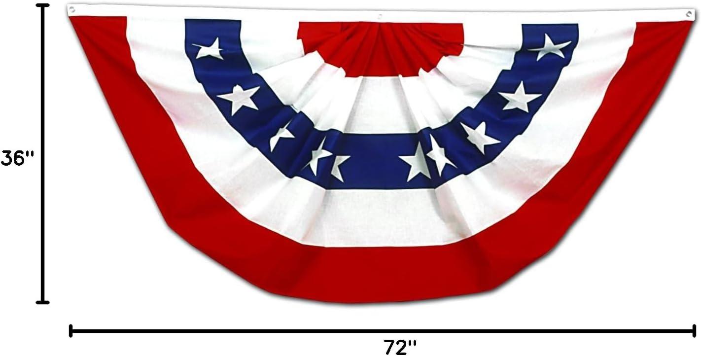 American Pleated Fan with Stars and Stripes by Annin, 3’ x 6’