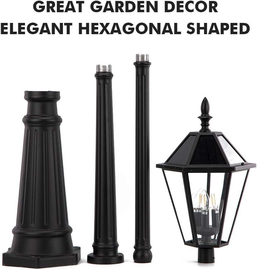 Black Cast Aluminum Traditional Solar LED Lamp Post