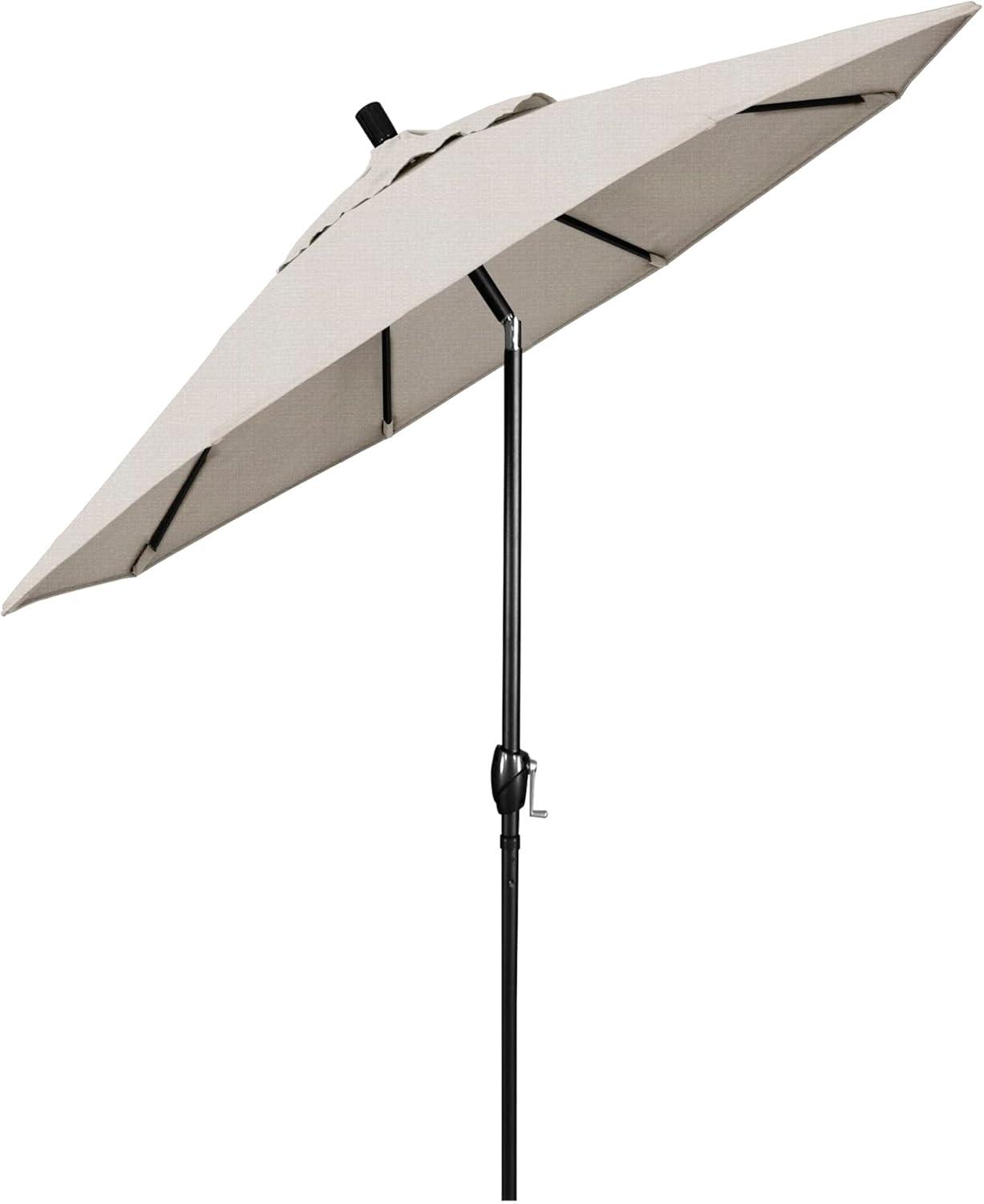 9-Foot Beige Olefin Patio Umbrella with Black Aluminum Pole