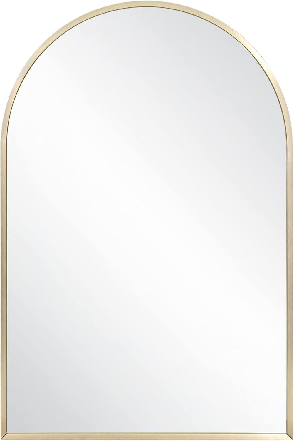 Maeve Arched Wall Accent Mirror – 36-Inch H X 24-Inch L, Modern Metal Framed – Living Room, Bedroom, Bathroom Vanity Mirror – Gold – Design House, 596726-GLD
