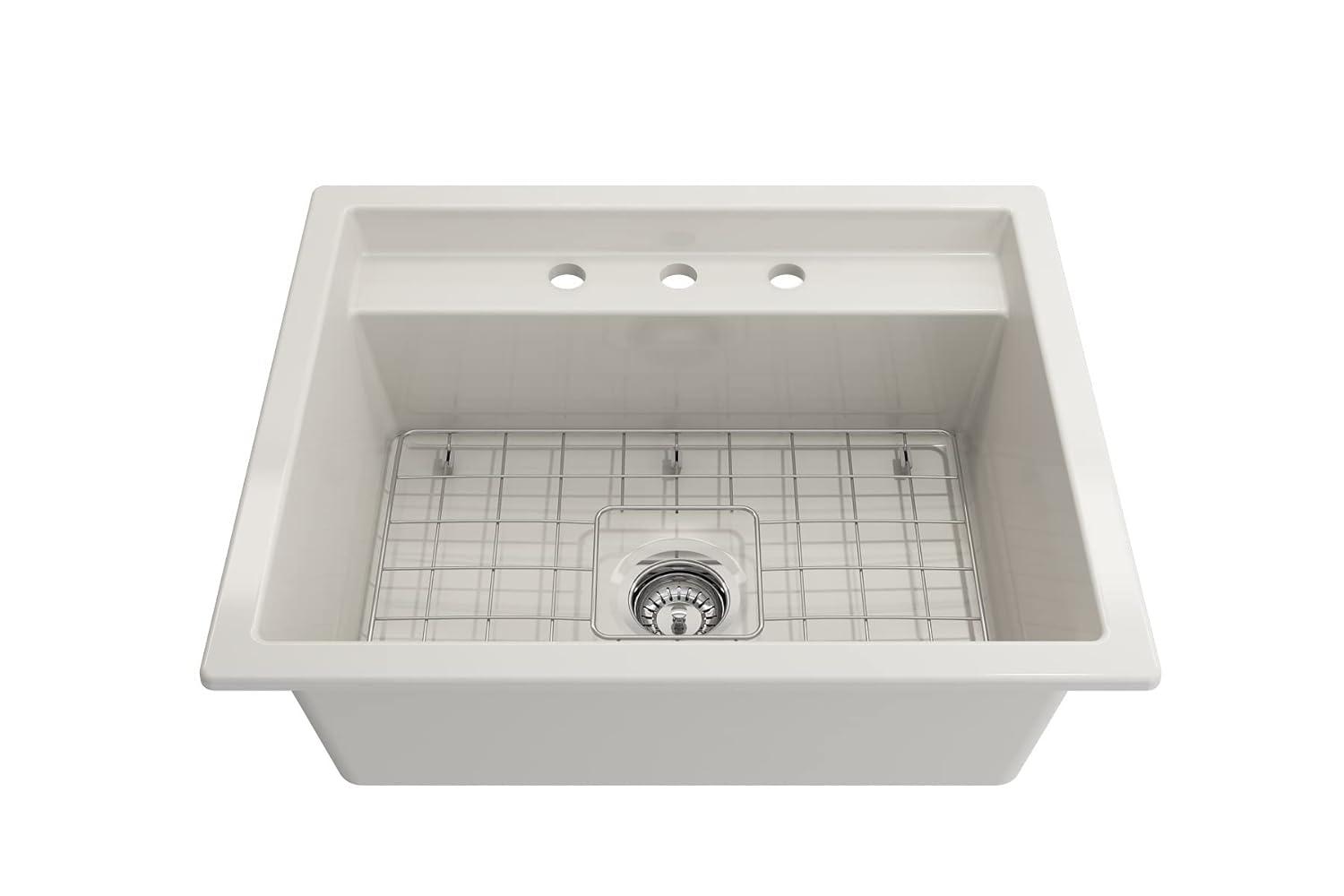 BOCCHI Baveno 27'' L Dual Mount Single Bowl Fireclay Kitchen Sink 1633-001-0127