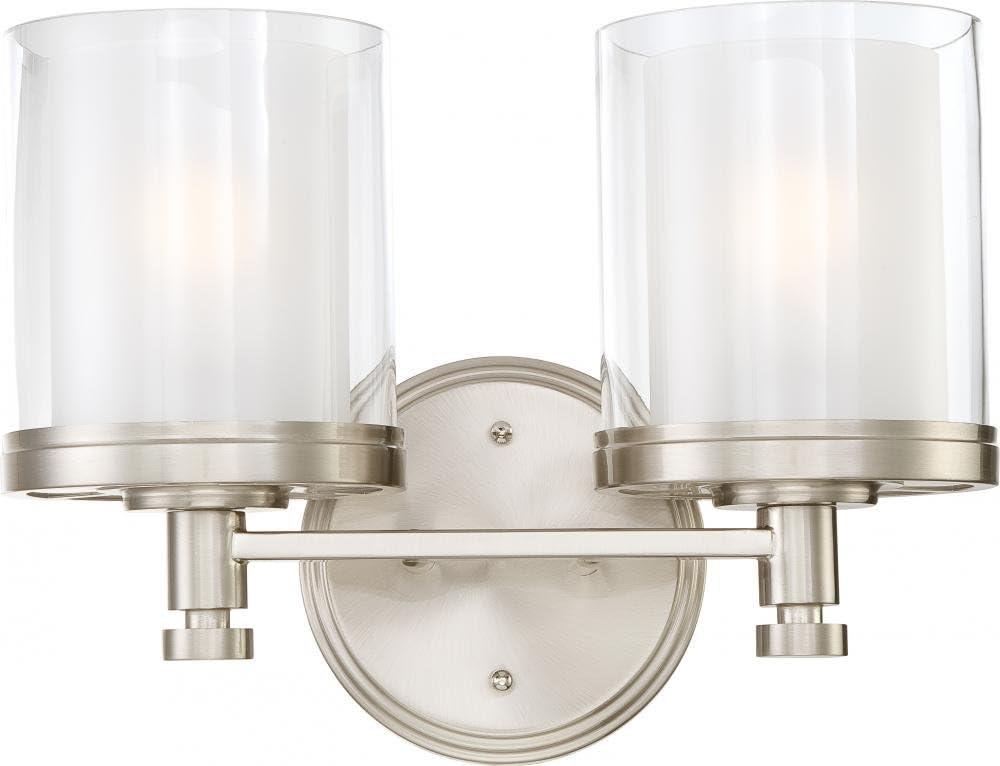Nuvo 60-4642 - Decker - 2 Light Vanity Fixture w/ Clear & Frosted Glass