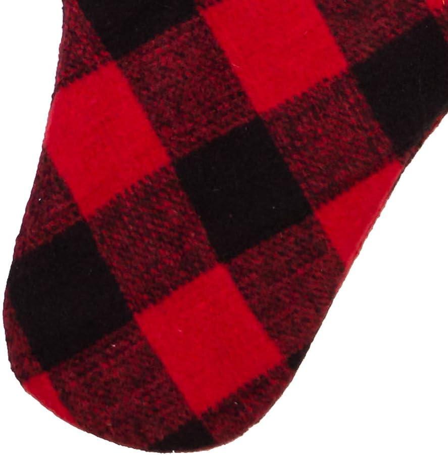 Kurt S. Adler Fabric Faux Fur Cuff Plaid Stocking, 21-Inch (SG0172)