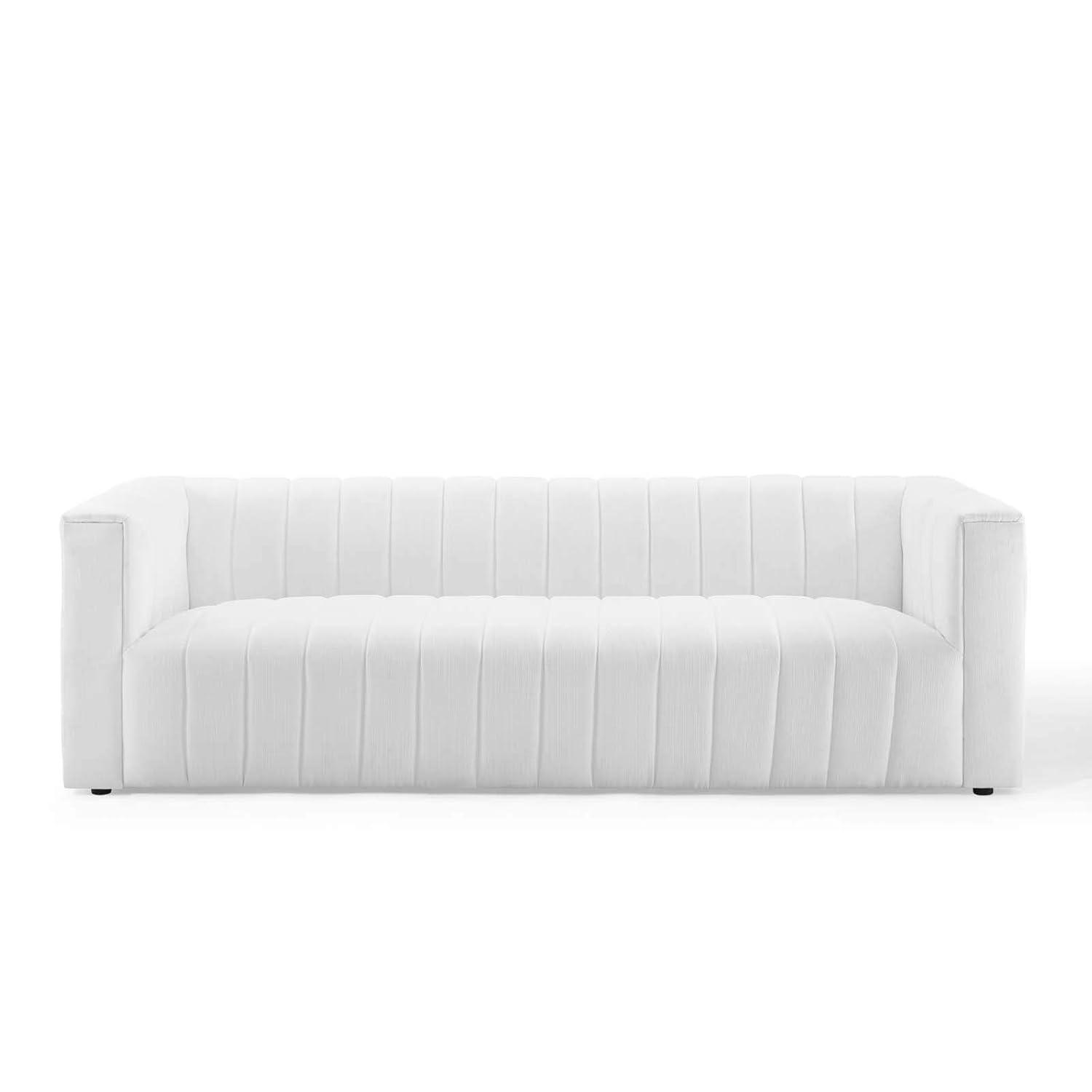 Modway Reflection Channel Tufted Upholstered Fabric Sofa in White