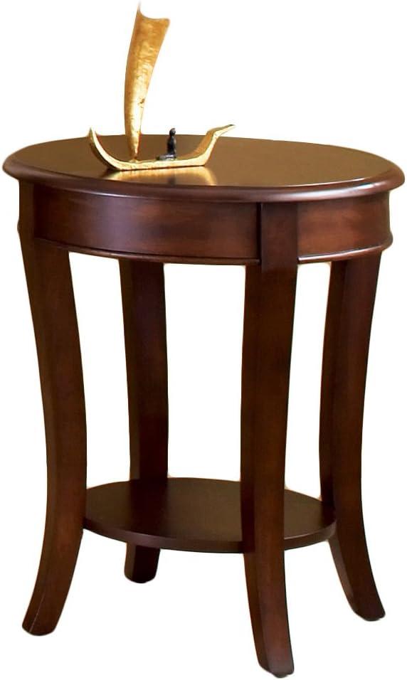 Troy Oval End Table Brown Cherry - Steve Silver Co.: Curved Legs, Wood Veneer, Fixed Shelf