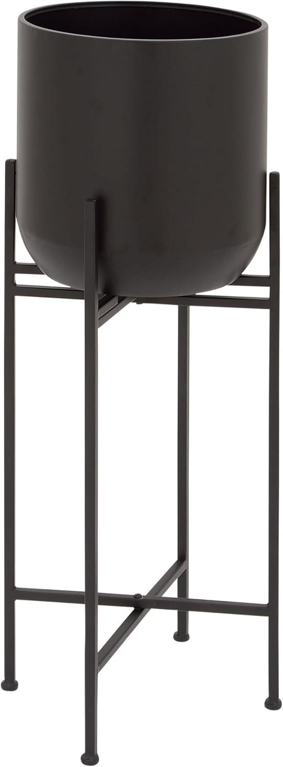 Olivia & May Modern With Stand Iron Planter Pots Black