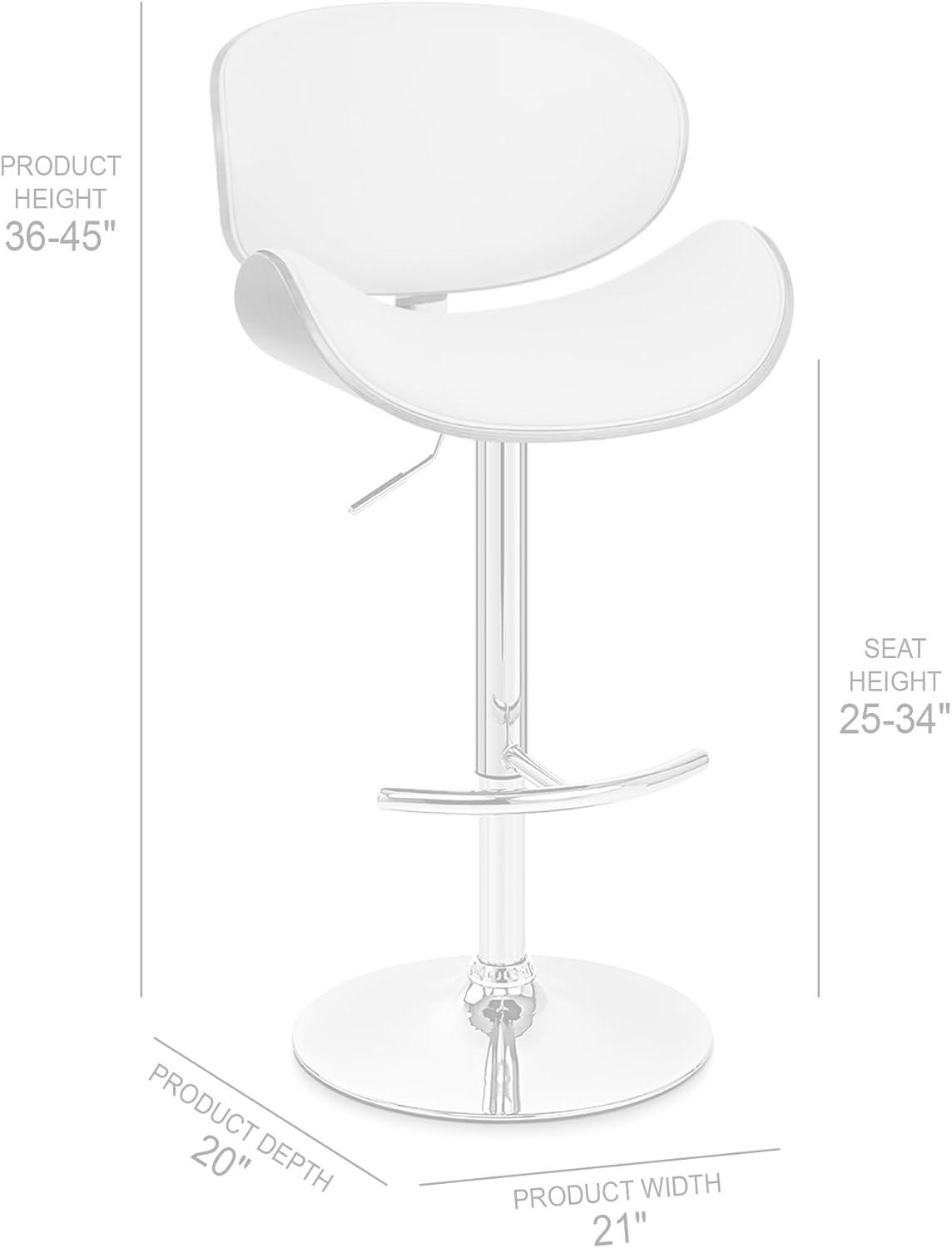 Armen Living Naples 34" Contemporary Faux Leather & Metal Bar Stool in Black