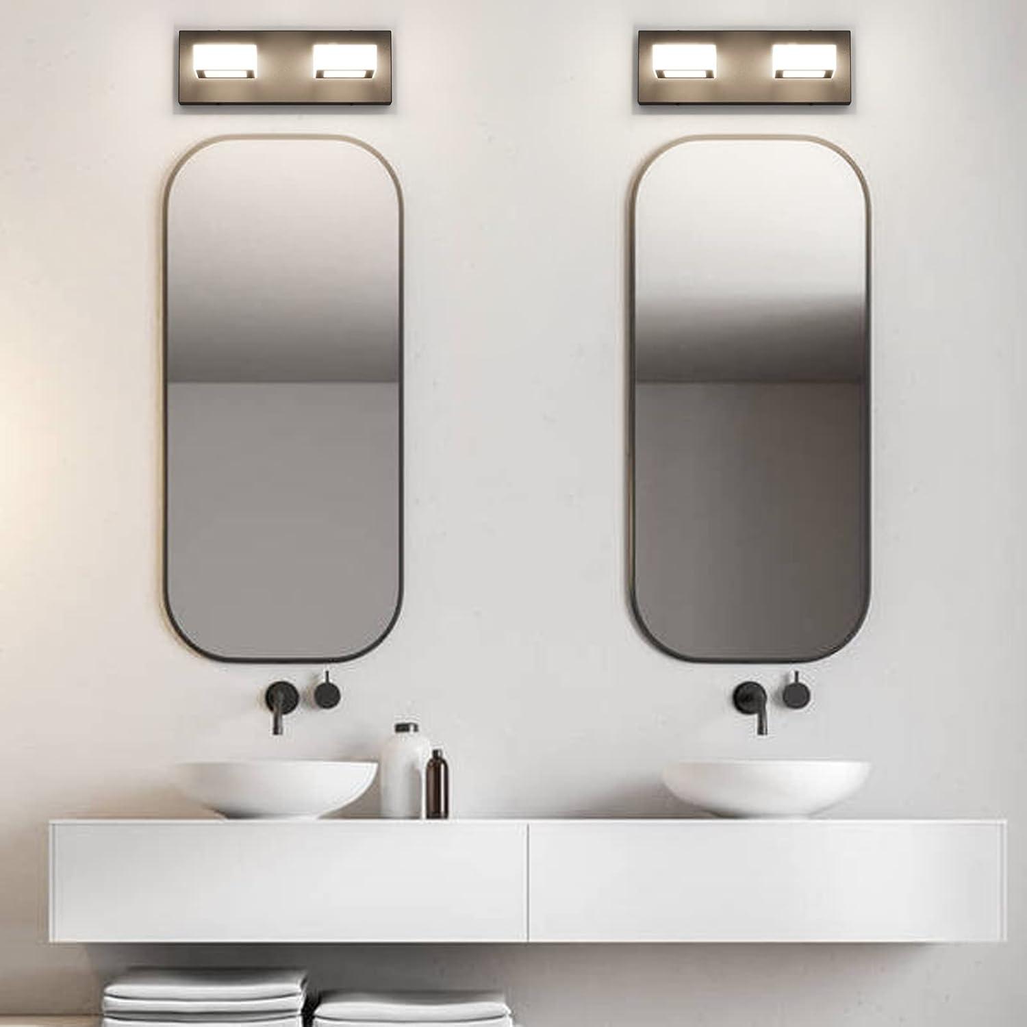 Ralbay Modern LED Black Vanity Lights 4 Lights Acrylic Bathroom Vanity Lighting Fixtures Modern Matte Black Bathroom Vanity Lights (Natural White Light)
