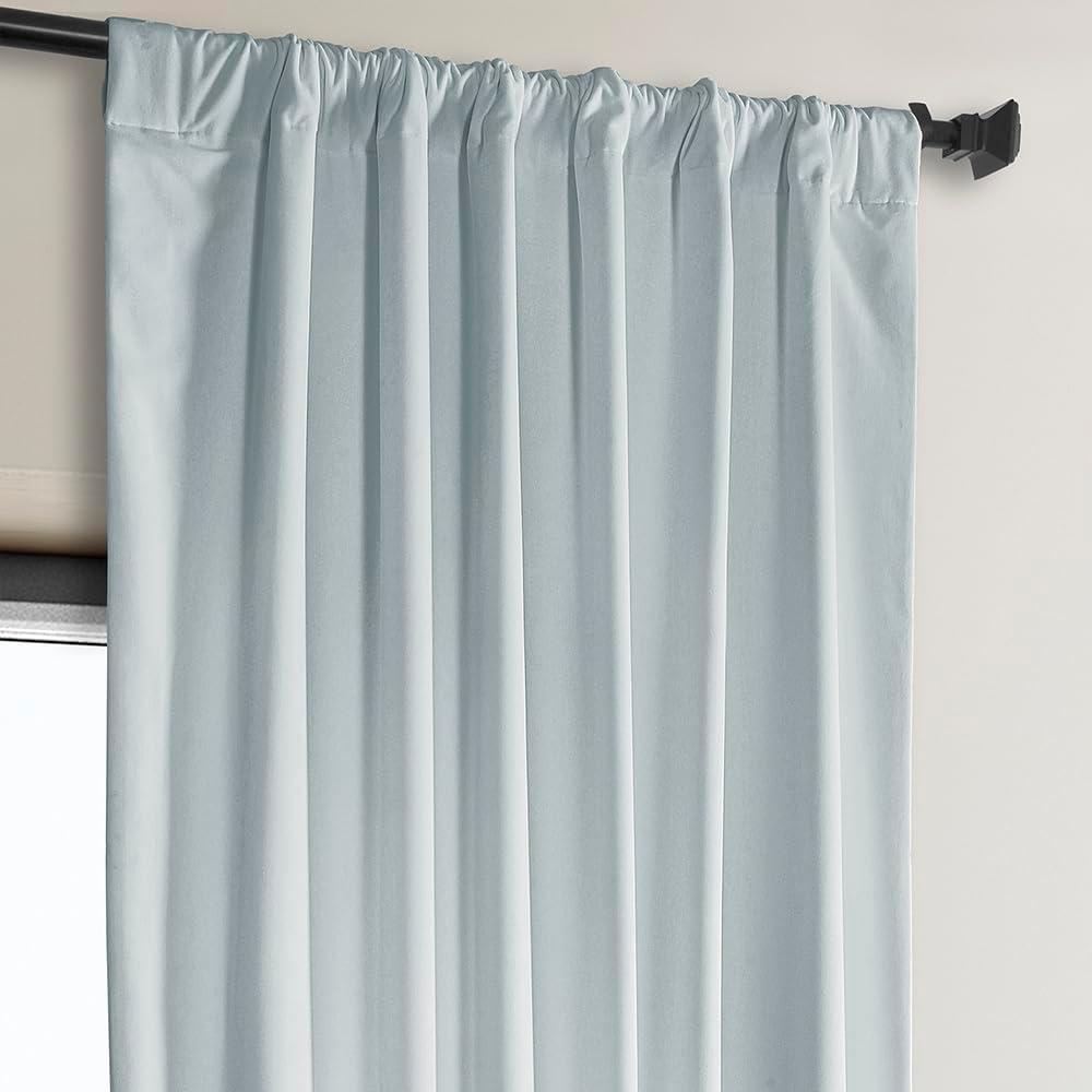 Half Price Drapes Aquarius Blue Heritage Plush Velvet Room Darkening Curtains (1 Panel), 50W X 108L
