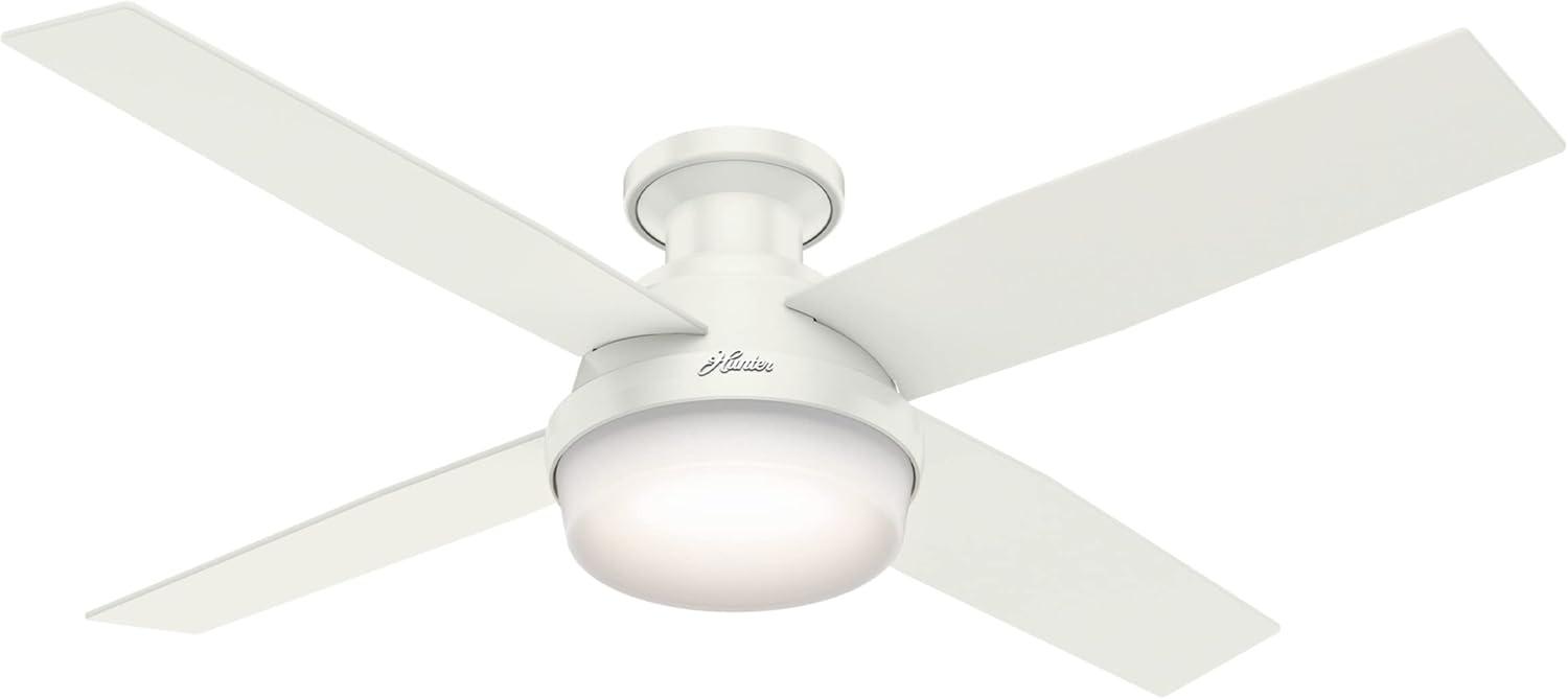 52'' Fresh White Composite Low Profile Ceiling Fan with LED Light and Remote