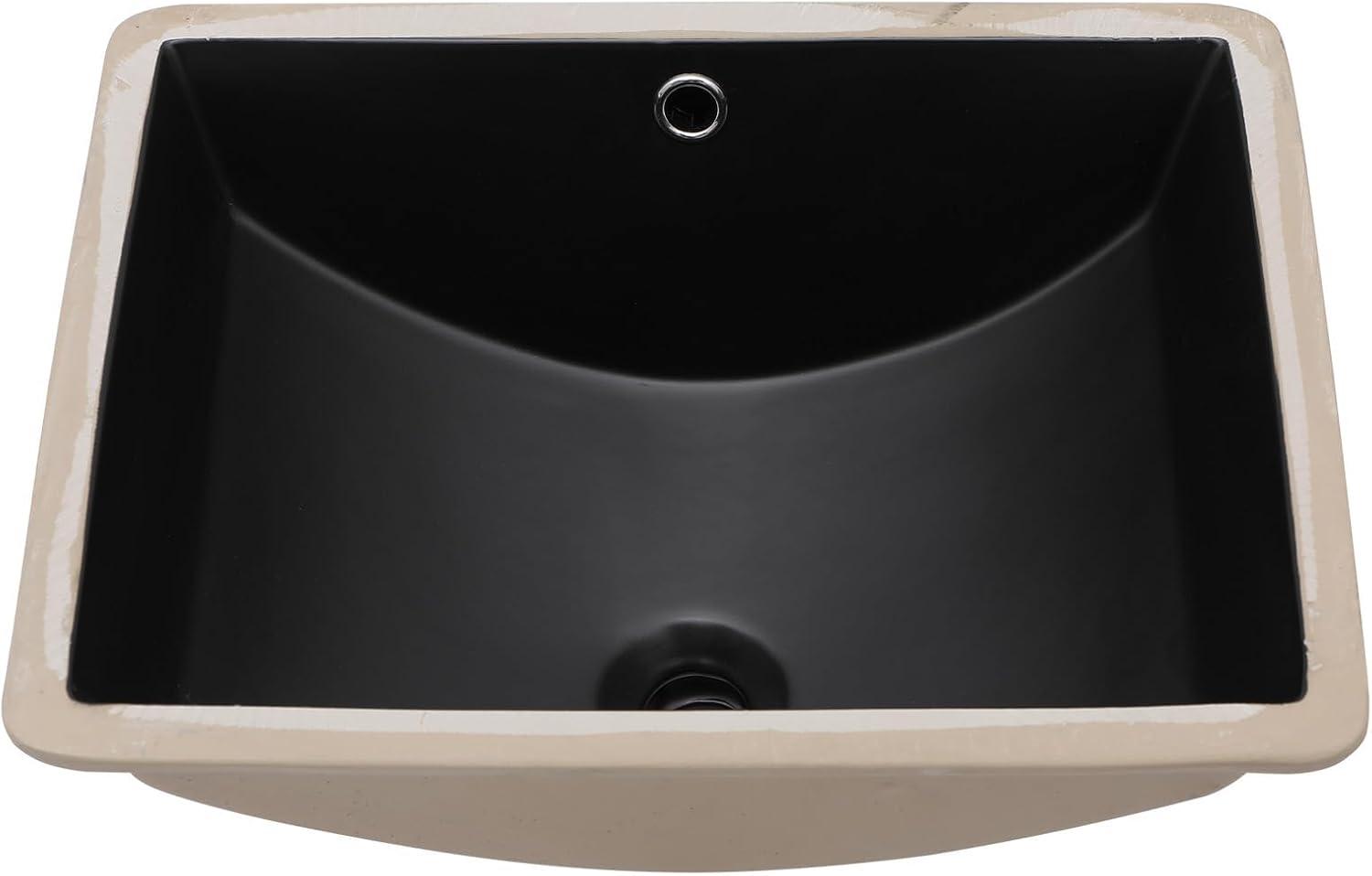 18" L x 14" W Undermount White Ceramic Rectangle Sink Under Counter Basin Bathroom Sink