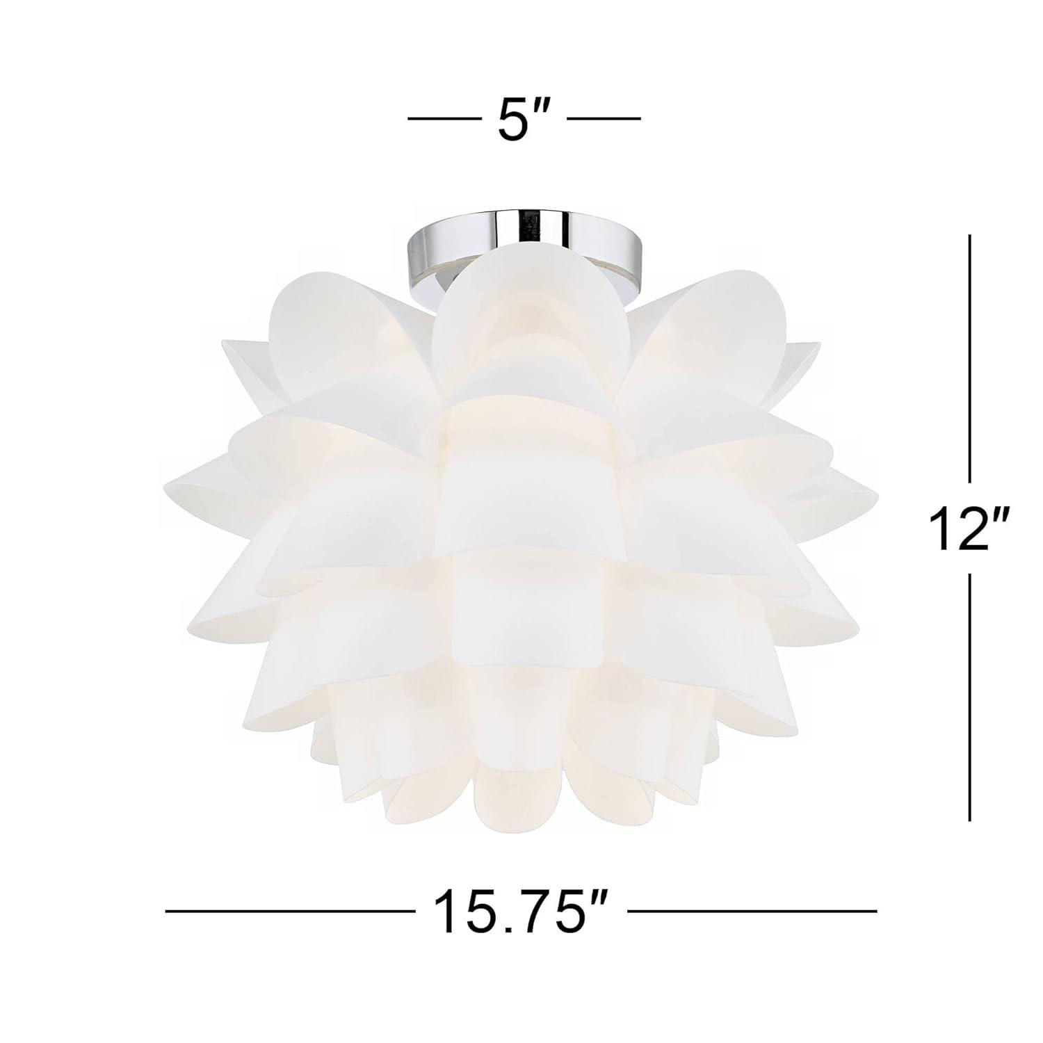 Possini Euro Design Modern Ceiling Light Semi Flush Mount Fixture 15 3/4" Wide White Flower for Bedroom Kitchen Living Room Hallway Bathroom House