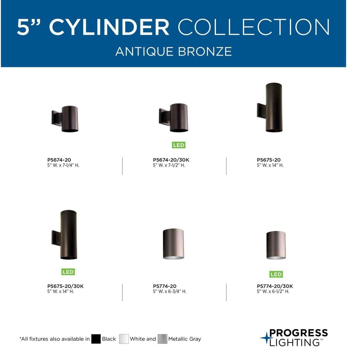 Progress Lighting, Cylinder Collection, 1-Light Wall Light, Antique Bronze, Porcelain Shade
