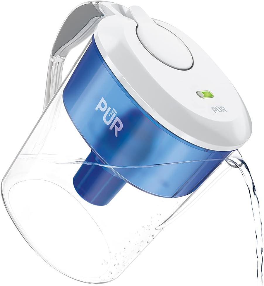 PUR 11 Cup Water Filtration Pitcher - Blue/White: BPA-Free, Filters Chlorine & Mercury, 40-Gallon Purifier, PUR Filter Compatible