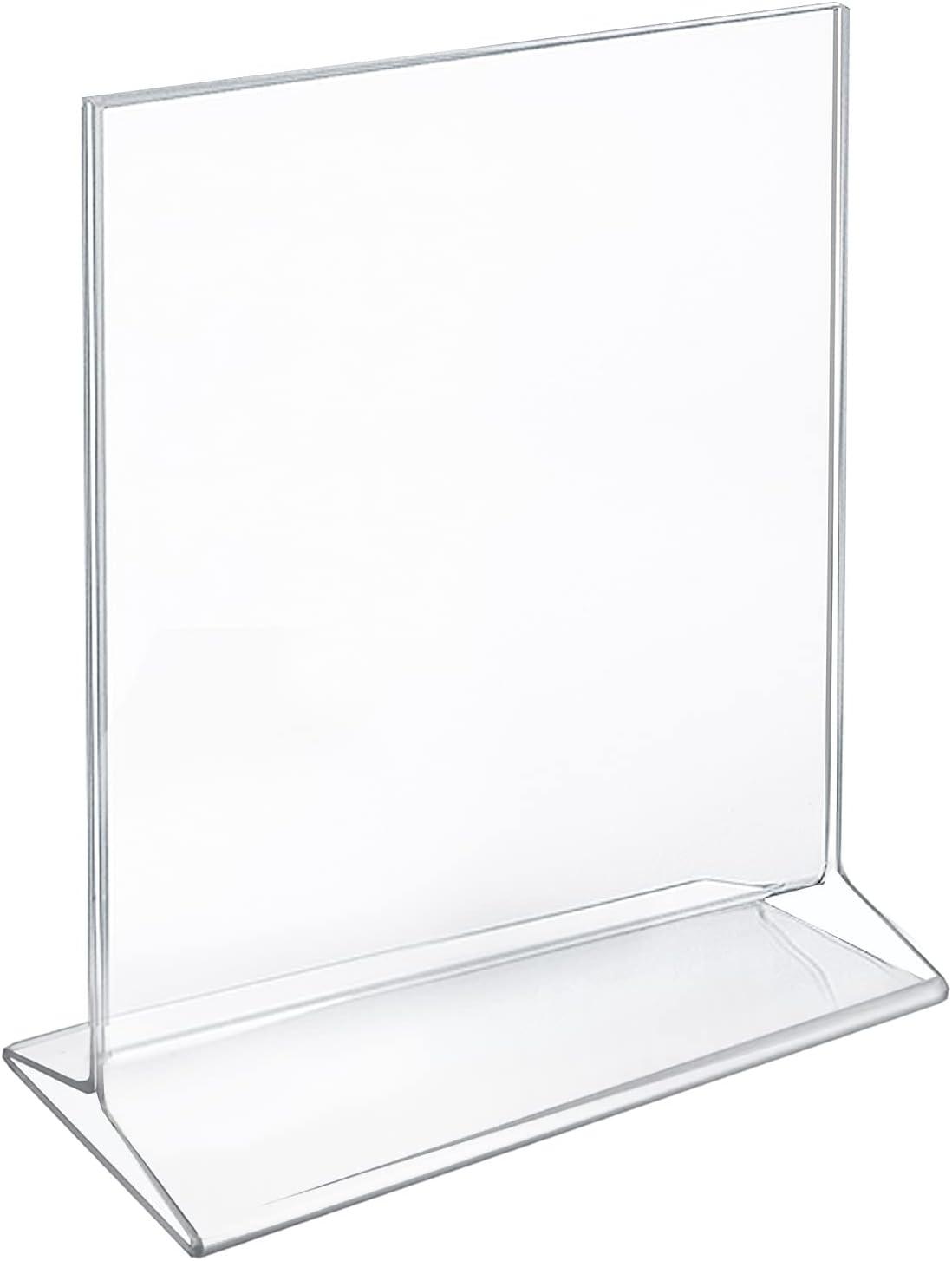 Azar Displays Top Loading Clear Acrylic T-Frame Sign Holder 8.5" Wide x 11'' High-Vertical/Portrait, 10-Pack (Set of 10)