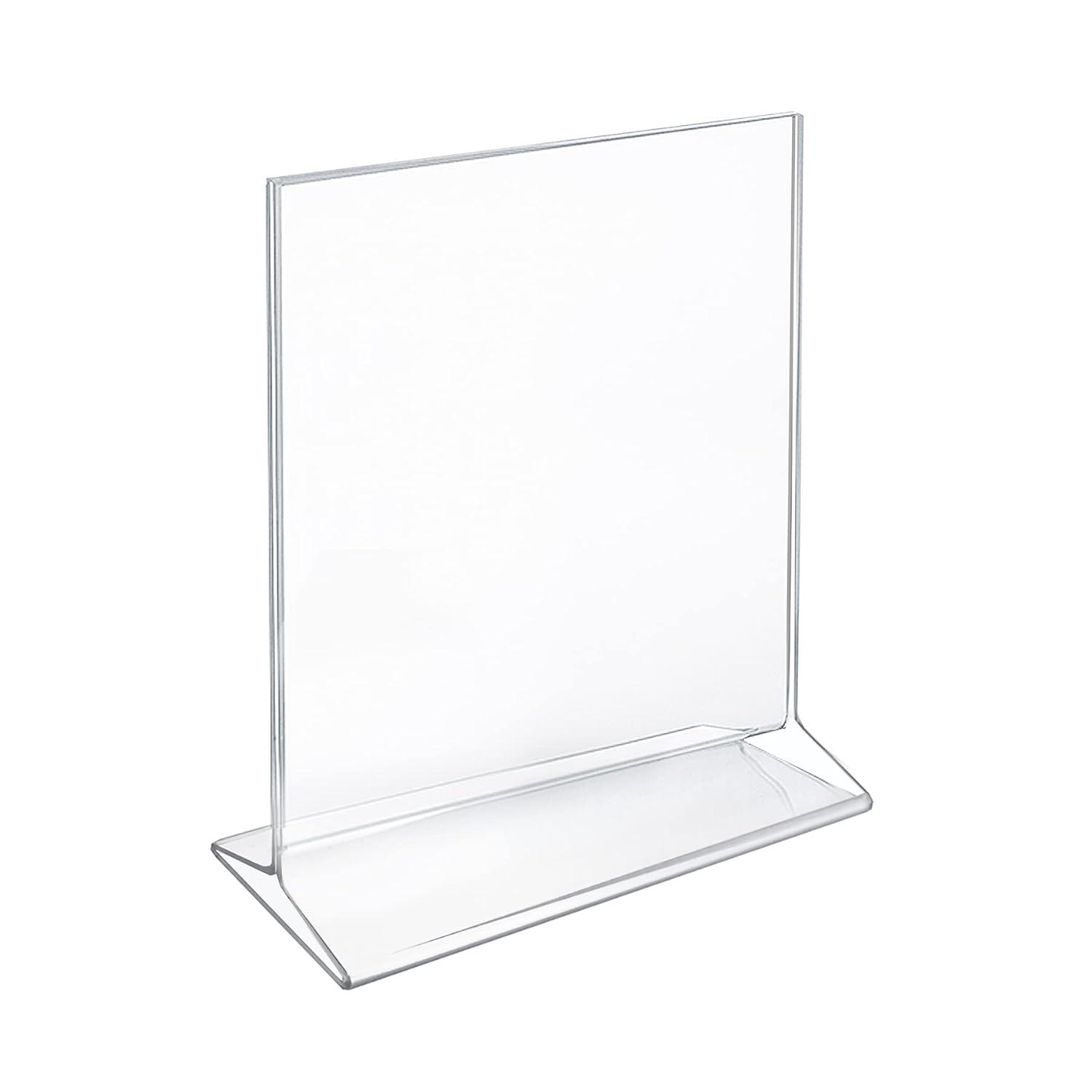 Azar Displays Top Loading Clear Acrylic T-Frame Sign Holder 8.5" Wide x 11'' High-Vertical/Portrait, 10-Pack (Set of 10)