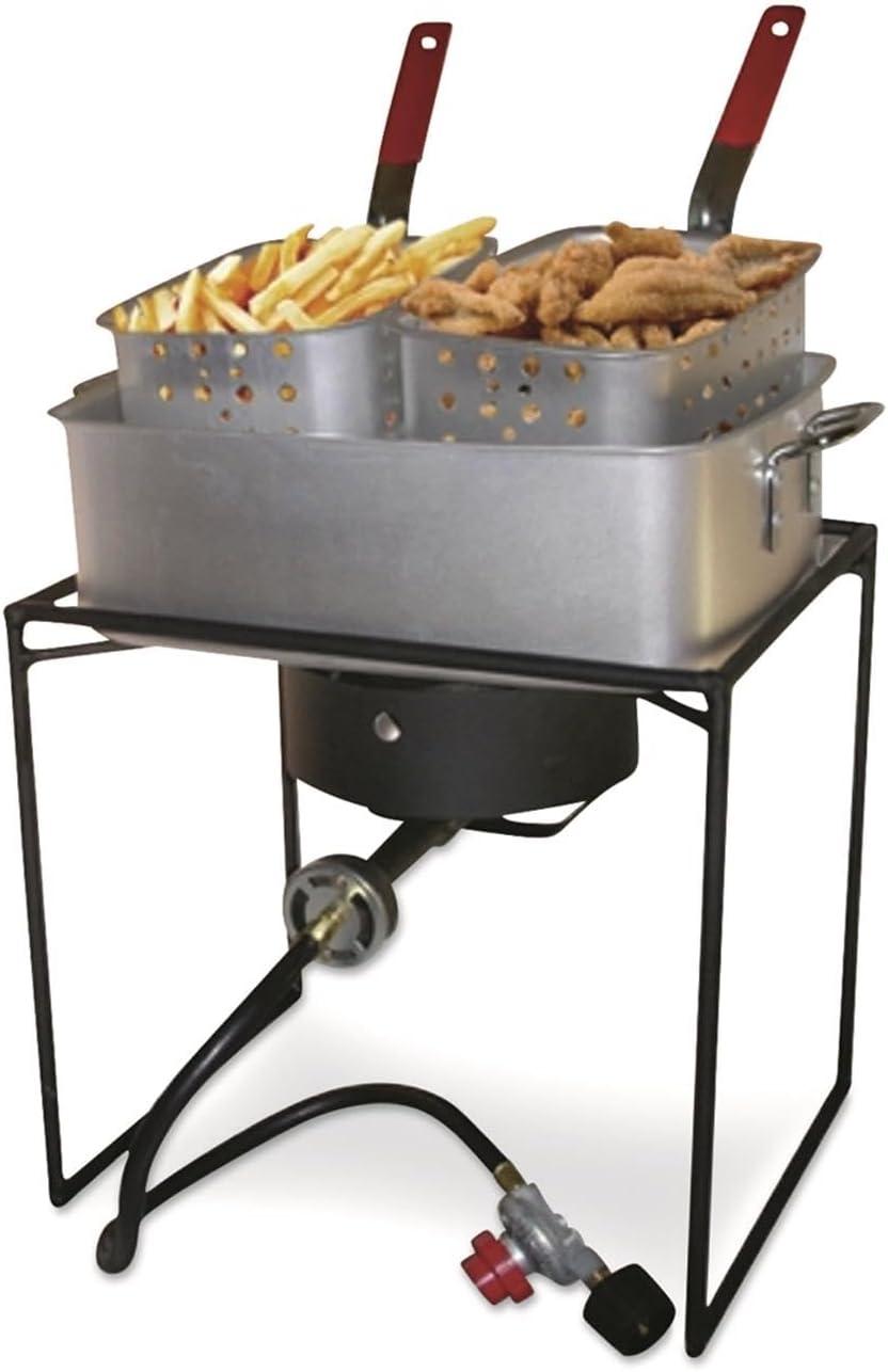 King Kooker 1 Burner Propane Rectangular Fryer Outdoor Cooker Kit with 15 Qt. Fry Pan & Two Baskets
